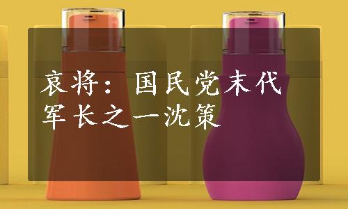 哀将：国民党末代军长之一沈策