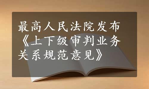 最高人民法院发布《上下级审判业务关系规范意见》