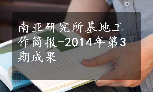 南亚研究所基地工作简报-2014年第3期成果