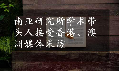 南亚研究所学术带头人接受香港、澳洲媒体采访