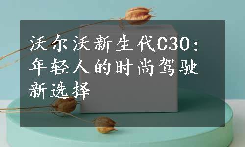 沃尔沃新生代C30：年轻人的时尚驾驶新选择