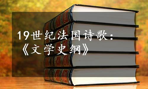 19世纪法国诗歌：《文学史纲》