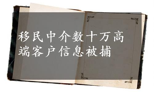 移民中介数十万高端客户信息被捕