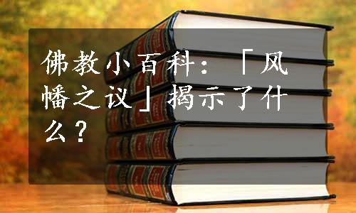 佛教小百科：「风幡之议」揭示了什么？