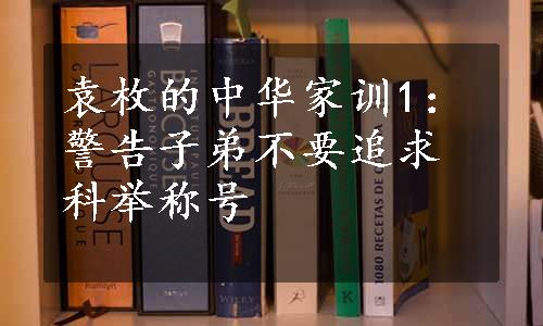 袁枚的中华家训1：警告子弟不要追求科举称号