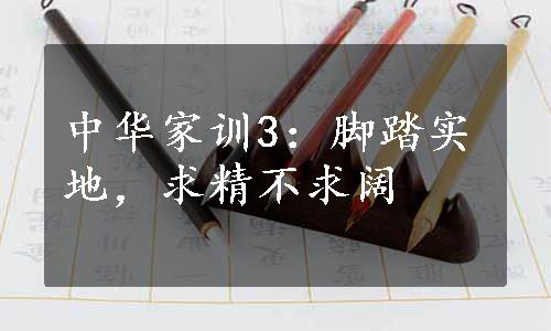 中华家训3：脚踏实地，求精不求阔