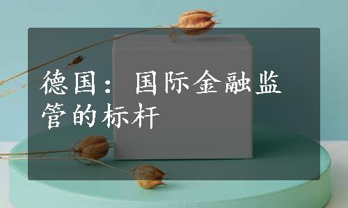 德国：国际金融监管的标杆