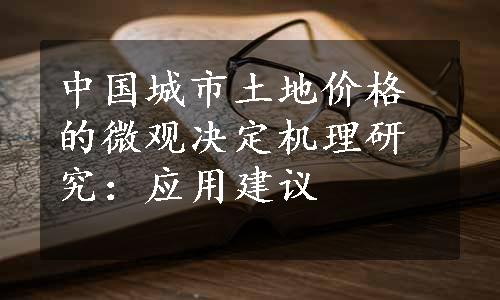 中国城市土地价格的微观决定机理研究：应用建议