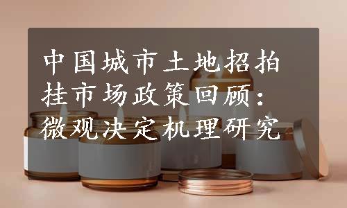 中国城市土地招拍挂市场政策回顾：微观决定机理研究