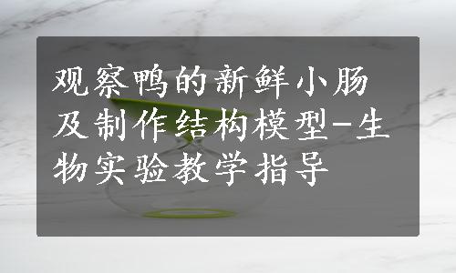 观察鸭的新鲜小肠及制作结构模型-生物实验教学指导