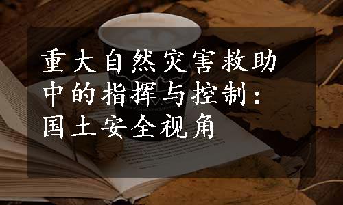 重大自然灾害救助中的指挥与控制：国土安全视角