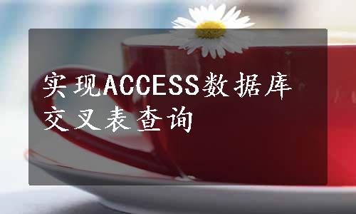 实现ACCESS数据库交叉表查询