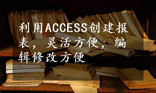 利用ACCESS创建报表，灵活方便，编辑修改方便