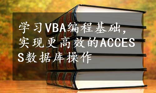 学习VBA编程基础，实现更高效的ACCESS数据库操作