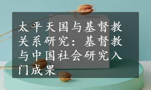 太平天国与基督教关系研究：基督教与中国社会研究入门成果