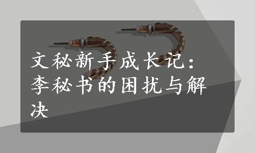 文秘新手成长记：李秘书的困扰与解决