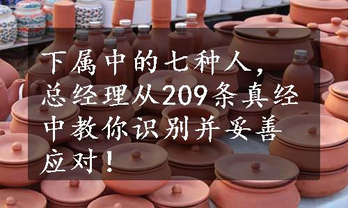 下属中的七种人，总经理从209条真经中教你识别并妥善应对！