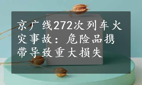 京广线272次列车火灾事故：危险品携带导致重大损失