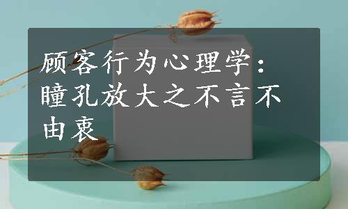 顾客行为心理学：瞳孔放大之不言不由衷