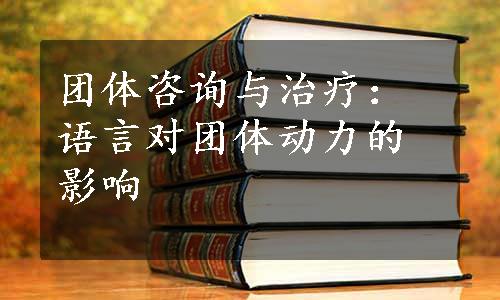 团体咨询与治疗：语言对团体动力的影响