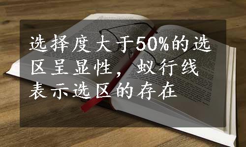 选择度大于50%的选区呈显性，蚁行线表示选区的存在