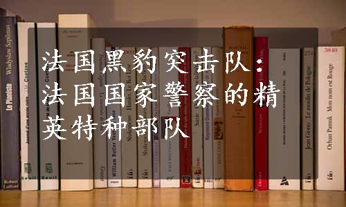 法国黑豹突击队：法国国家警察的精英特种部队