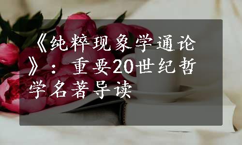 《纯粹现象学通论》：重要20世纪哲学名著导读