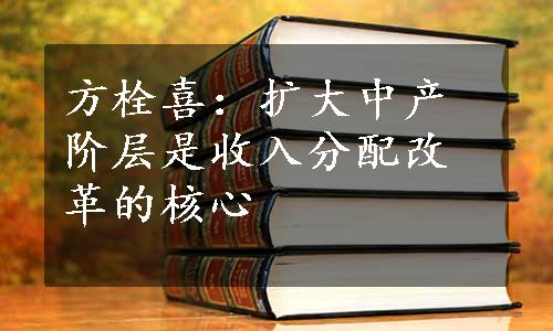 方栓喜：扩大中产阶层是收入分配改革的核心