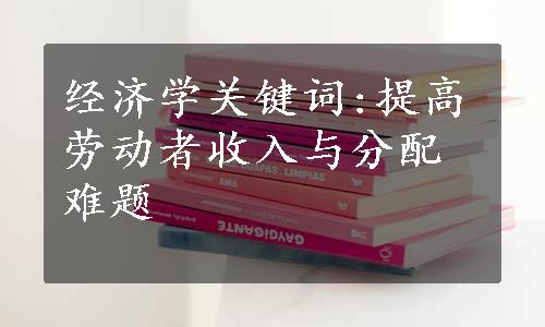 经济学关键词:提高劳动者收入与分配难题