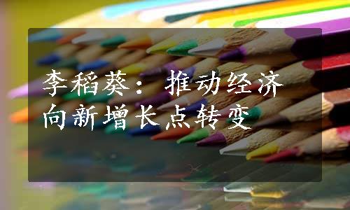 李稻葵：推动经济向新增长点转变