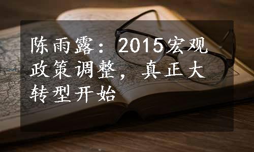 陈雨露：2015宏观政策调整，真正大转型开始