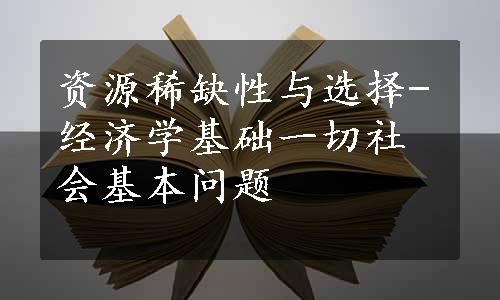 资源稀缺性与选择-经济学基础一切社会基本问题