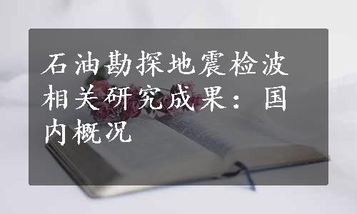 石油勘探地震检波相关研究成果：国内概况