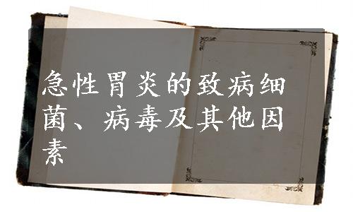 急性胃炎的致病细菌、病毒及其他因素