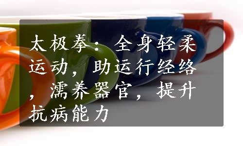 太极拳：全身轻柔运动，助运行经络，濡养器官，提升抗病能力