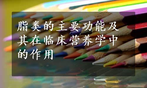 脂类的主要功能及其在临床营养学中的作用