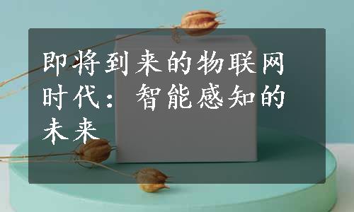 即将到来的物联网时代：智能感知的未来